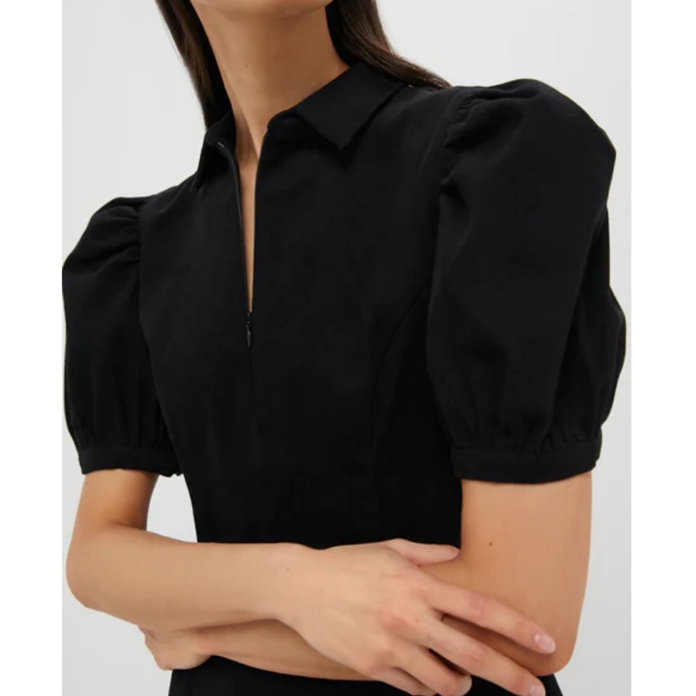 HYACINTH HOUSE Black Front Zip Denim Mini Dress SMALL - Picture 5 of 12